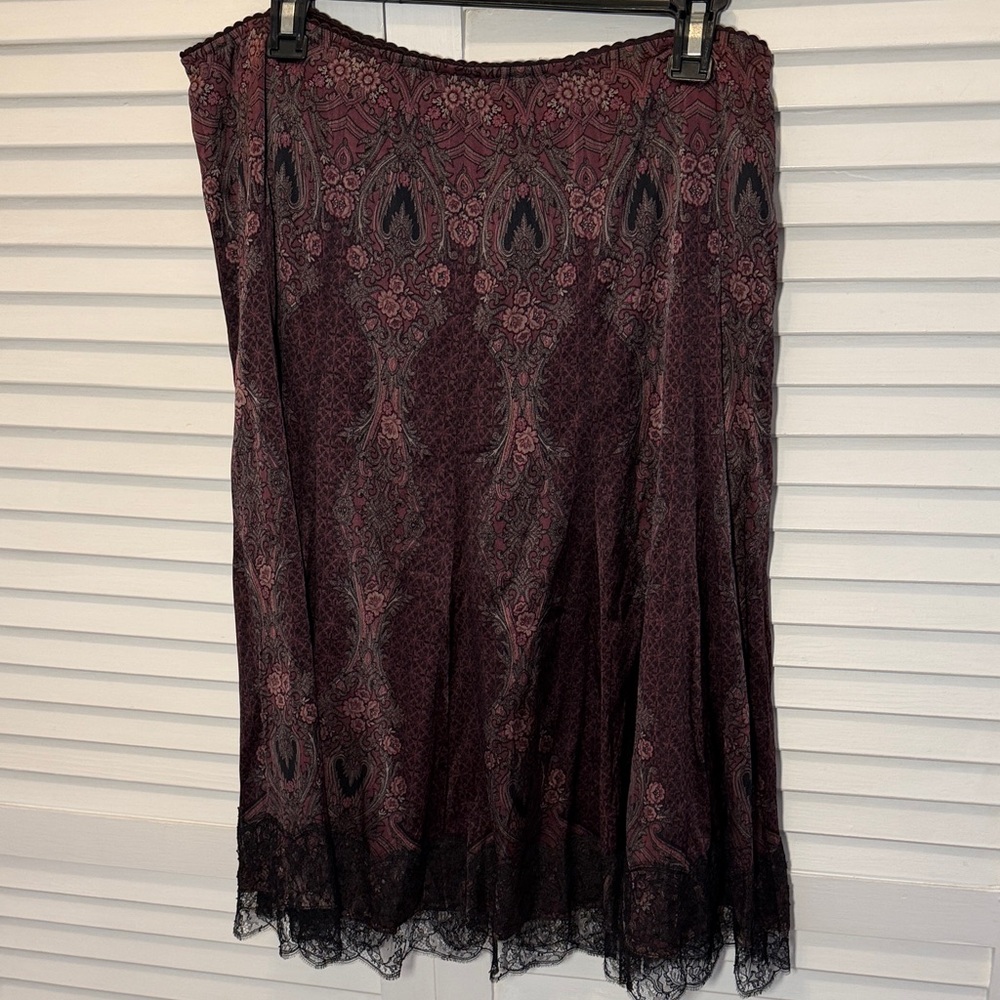 NWT Elie Tahari Chic  silk Burgundy Lace A-Line Skirt size 12